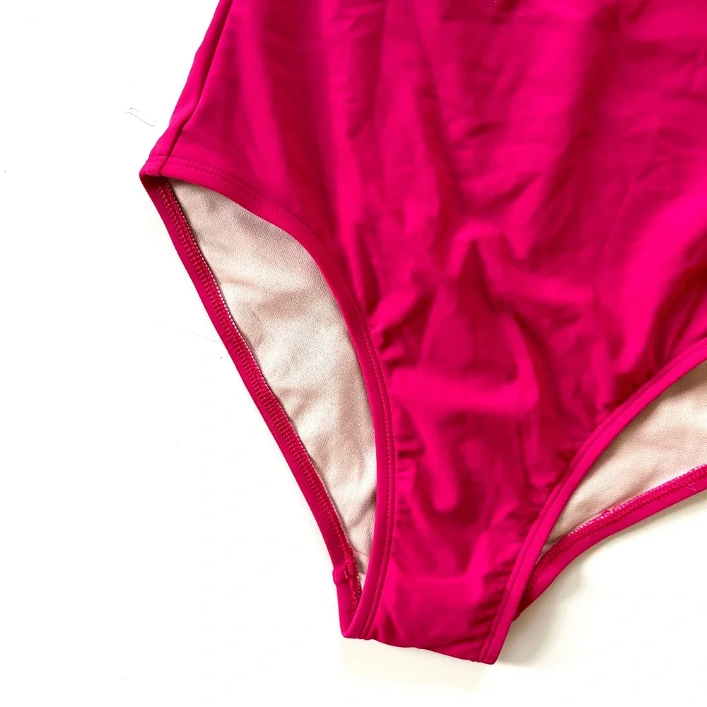 Kona Sol Magenta Pink Ruffle One Shoulder One Piece Swimsuit
